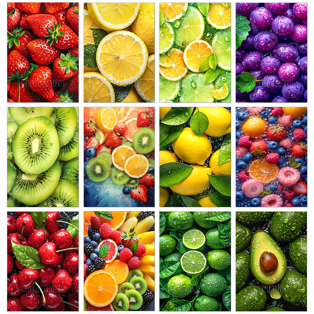 Embroidery Embellishments - 1pc frameless diamond painting Fruit Diamond