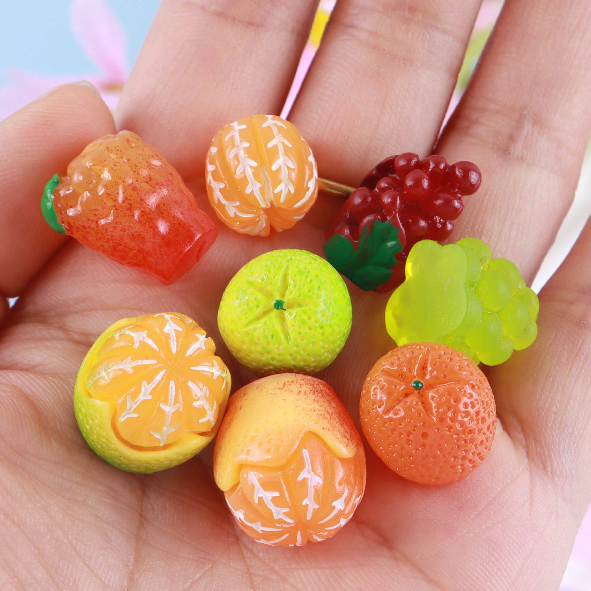 Christmas Craft Embellishment - 10pcs Diy Mini Resin Orange Fruit