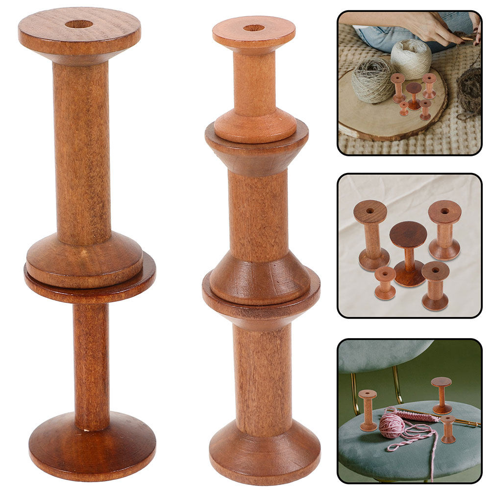 Embroidery Craft - 7Pcs Wooden Spindles for Sewing Thread