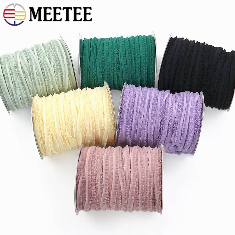 Elastic Lace Trim - 10/20Meters 6mm Gathered Elastic Rope Lace