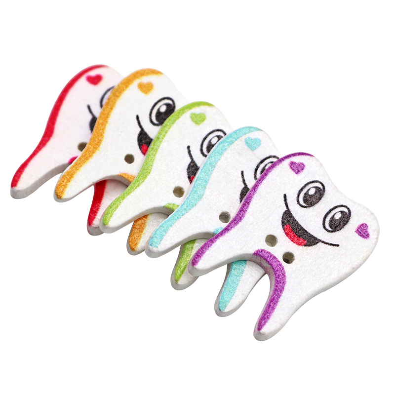 50/100pcs Wooden Button Tooth  - Embellishments For Scrapbooking 评论和价格