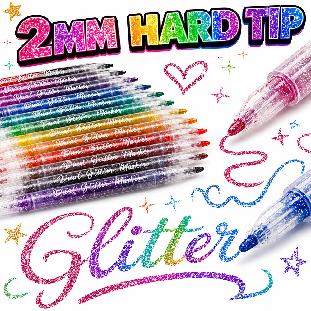 12Pcs Dual Tip Glitter Markers - Glitter Vinyl Roll 评论和价格