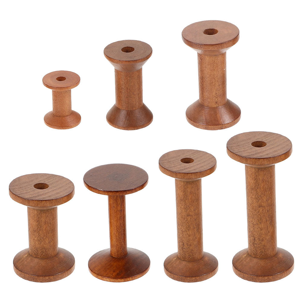 7Pcs Wooden Thread Spools Empt - Embroidery Craft 评论和价格