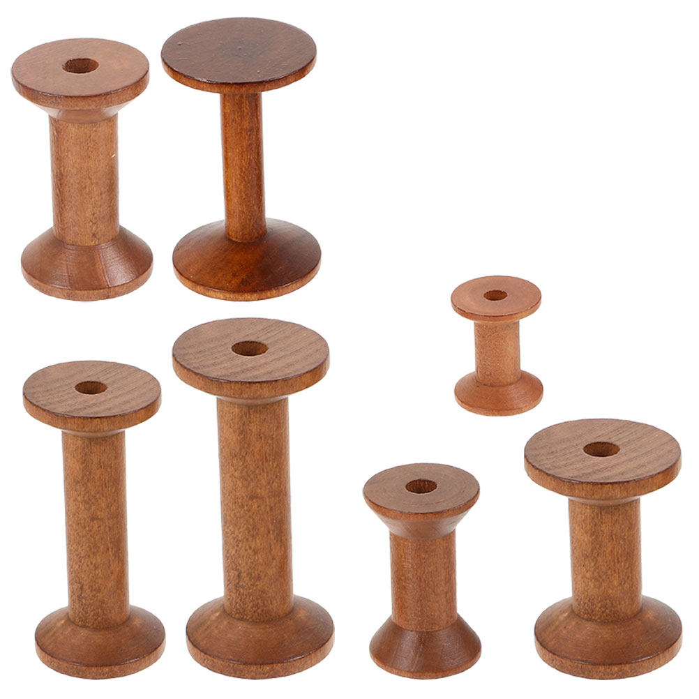 7Pcs Wooden Thread Spools Empt - Embroidery Craft 评论和价格