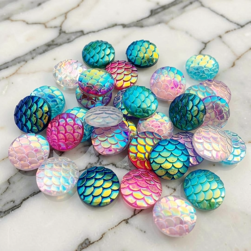 80pcs 12mm Mermaid Fish Scale  - Embellishment Glue Craft 评论和价格