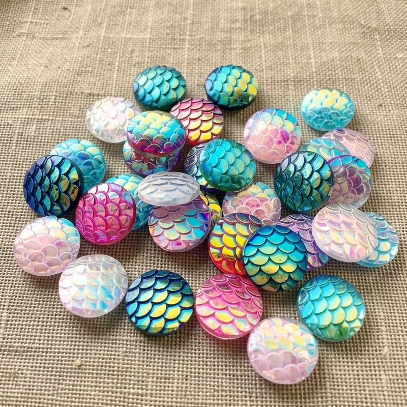 80pcs 12mm Mermaid Fish Scale  - Embellishment Glue Craft 评论和价格