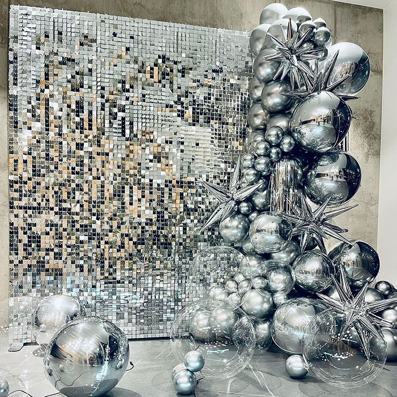 18Pcs Silver Shimmer Wall Pane - Sequin Fabric Panel 评论和价格