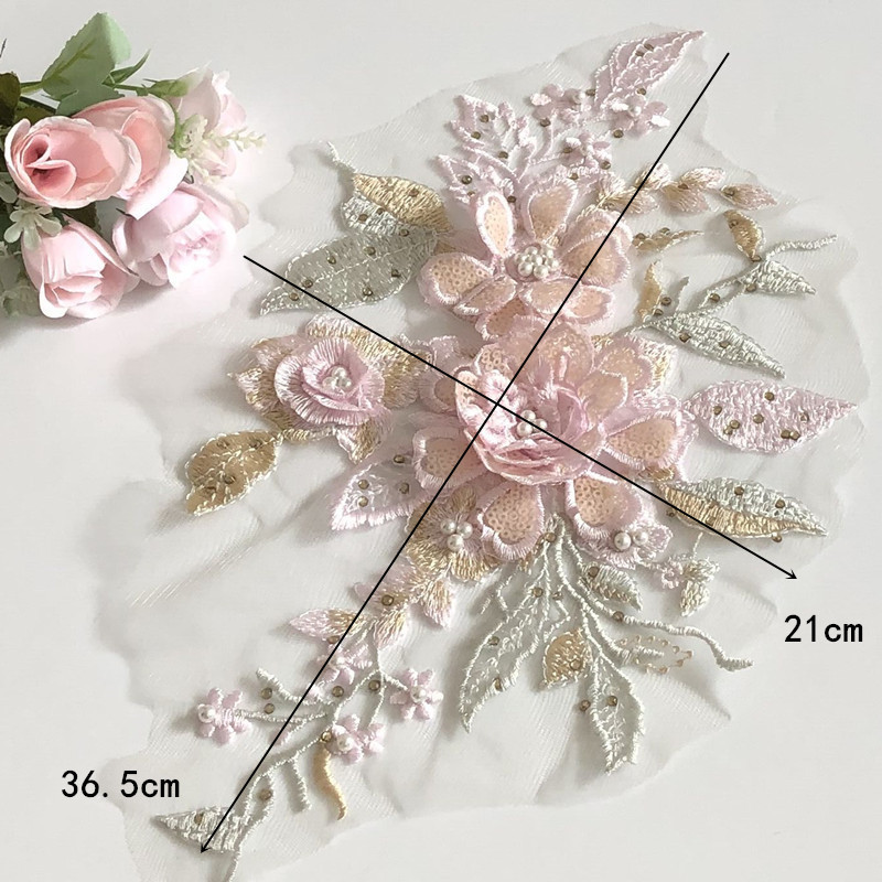 Pink Sequins Three-Dimensional - Applique Patch Flower 评论和价格