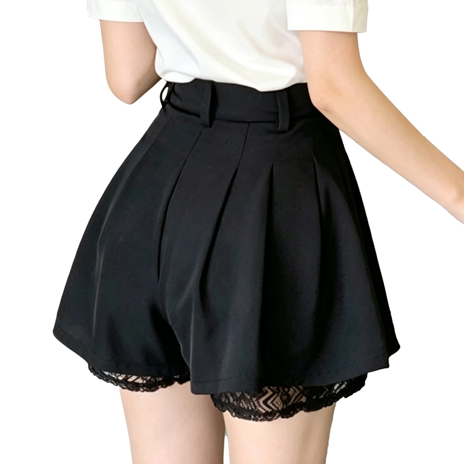 Women High Waist Tailored Trou - Elastic Lace Trim 评论和价格