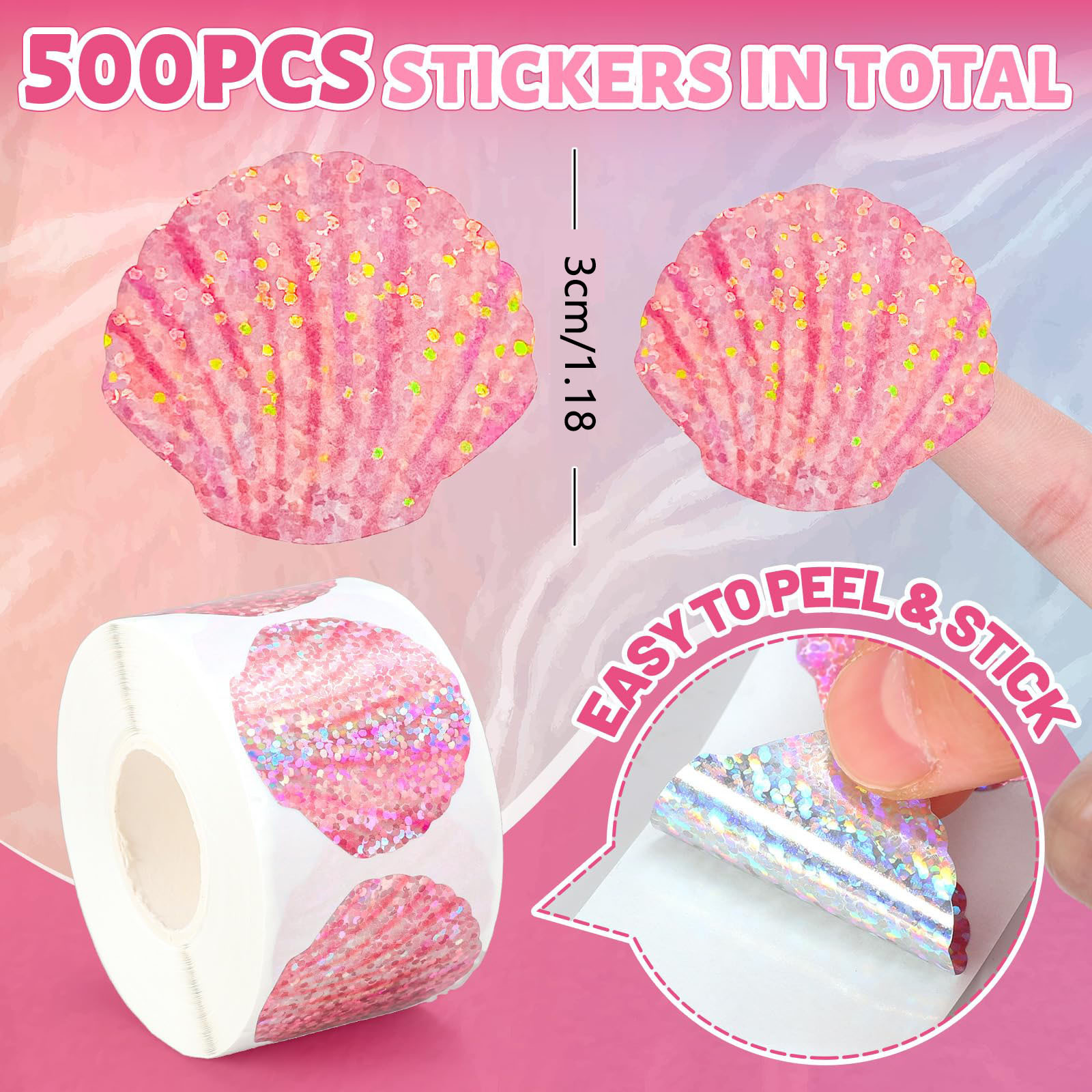 500 Pcs Summer Seashell Sticke - Glitter Vinyl Roll 评论和价格