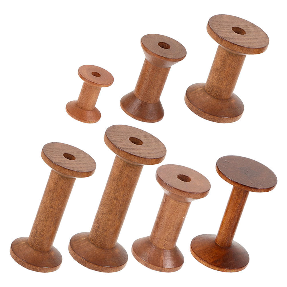 7Pcs Wooden Thread Spools Empt - Embroidery Craft 评论和价格