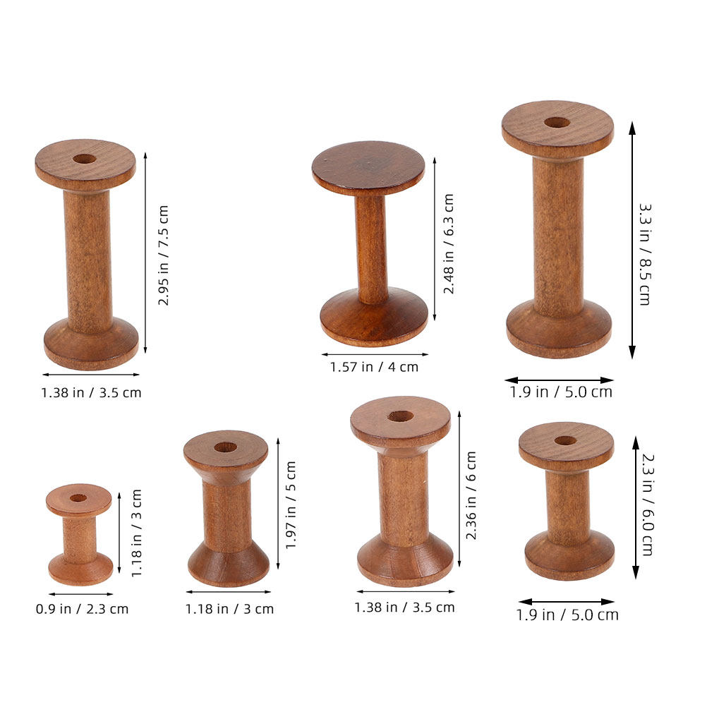 7Pcs Wooden Thread Spools Empt - Embroidery Craft 评论和价格