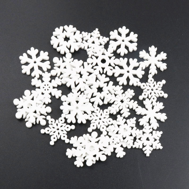 20Pcs Wooden Christmas Snowfla - Embellishments For Scrapbooking 评论和价格