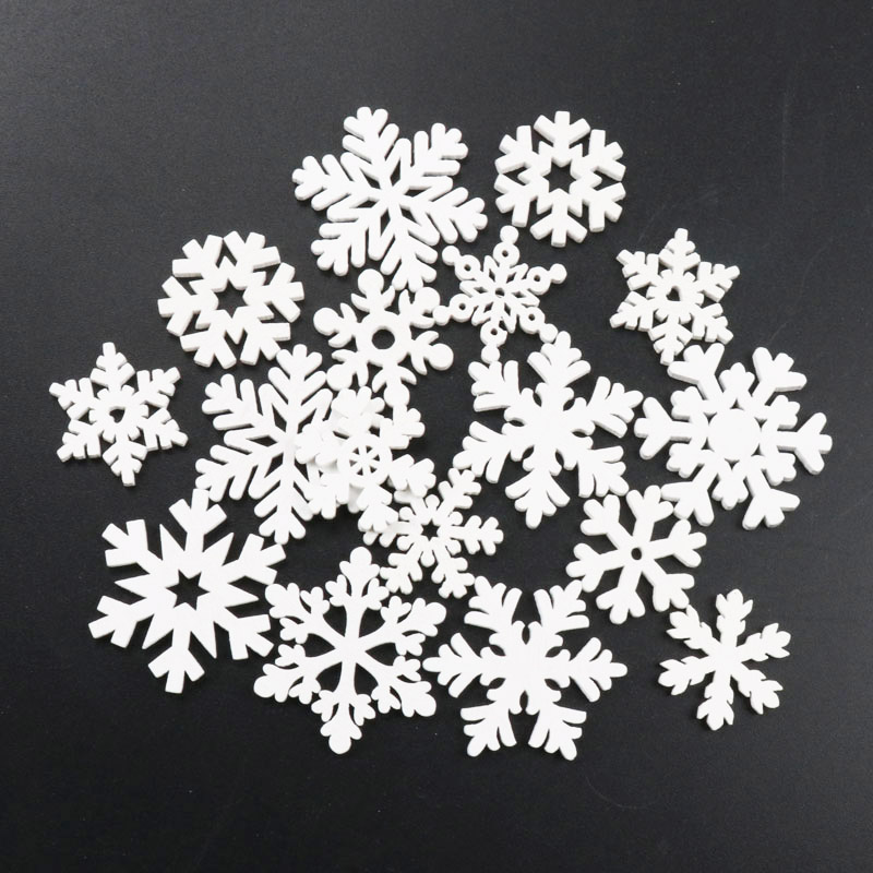 20Pcs Wooden Christmas Snowfla - Embellishments For Scrapbooking 评论和价格