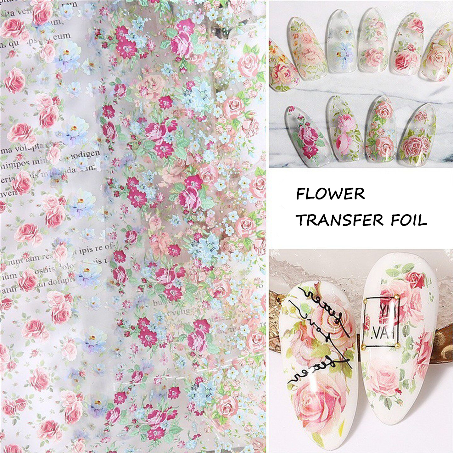 10 Rolls Rose Flower Nail Foil - Glitter Vinyl Roll 评论和价格