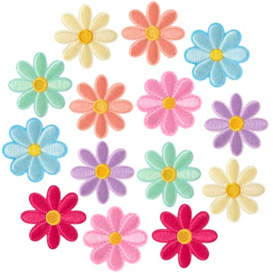 14 Pcs Flower Iron on Patches, - Applique Patch Flower 评论和价格