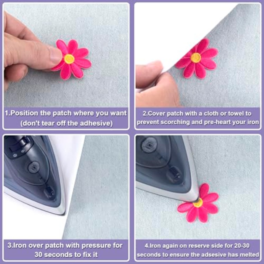 14 Pcs Flower Iron on Patches, - Applique Patch Flower 评论和价格