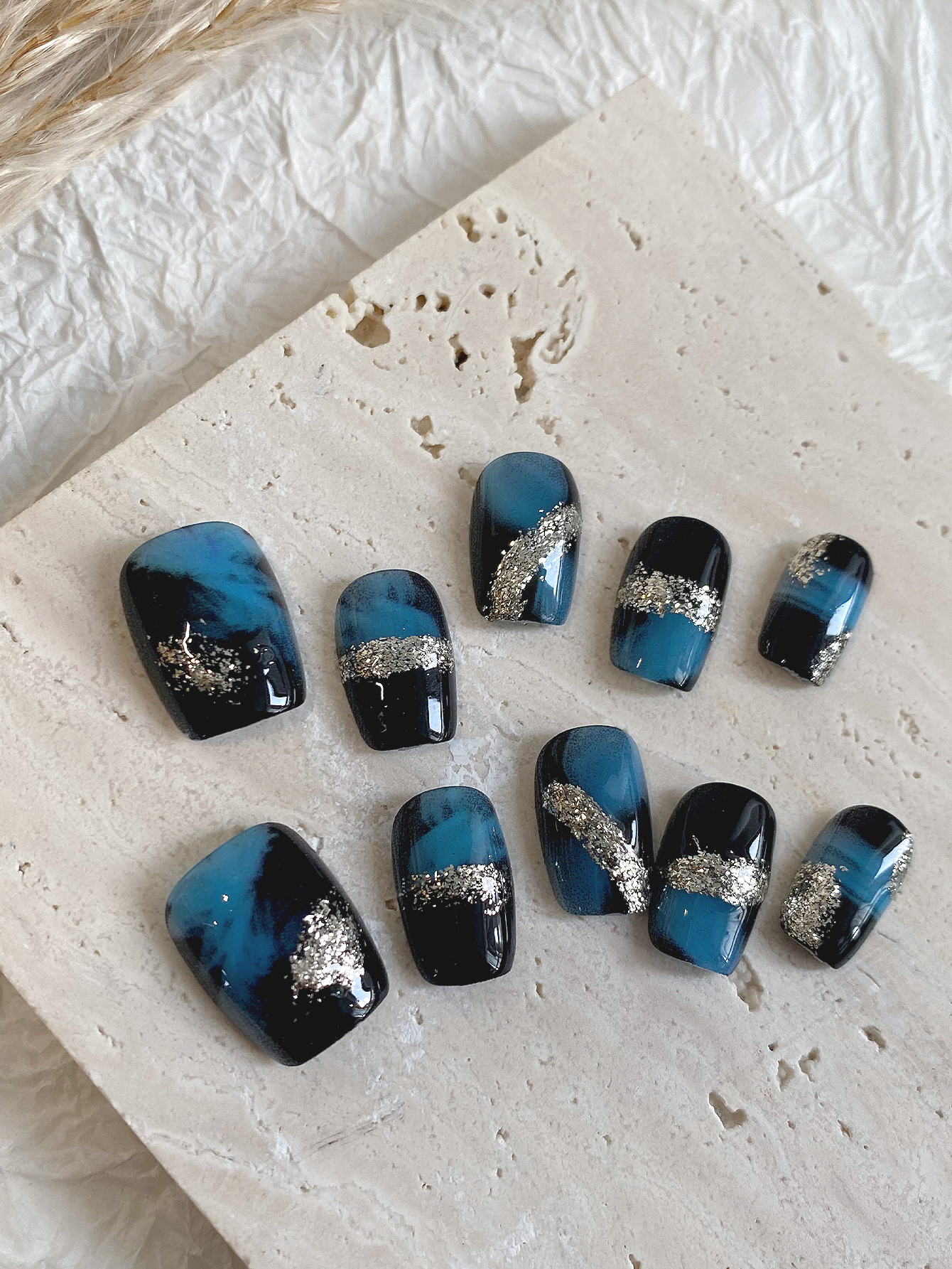 10-Pack Blue-Black Shimmer Gra - Glitter Vinyl Roll 评论和价格