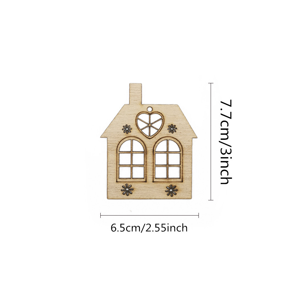 10pcs Wooden Hollow House Cuto - Christmas Craft Embellishment 评论和价格