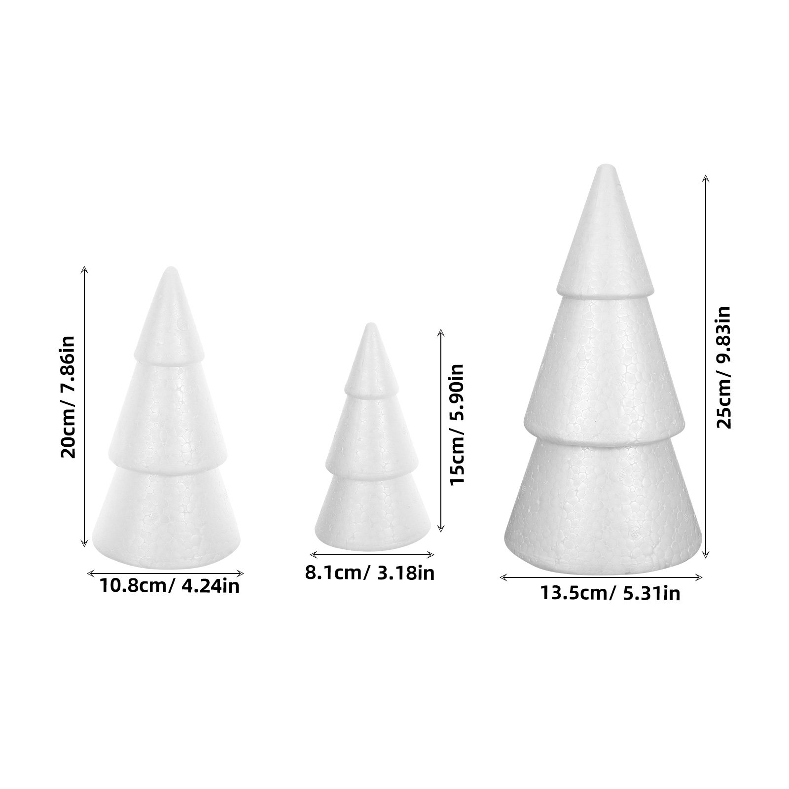 6Pcs White Foam Christmas Tree - Christmas Craft Embellishment 评论和价格