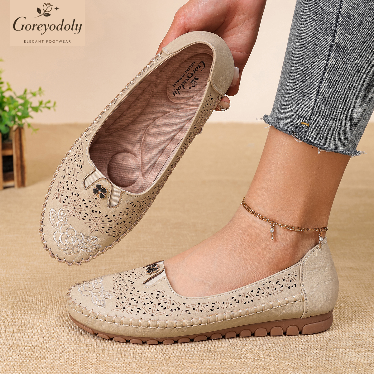 Goreyodoly women loafers flora - Embroidery Embellishments 评论和价格