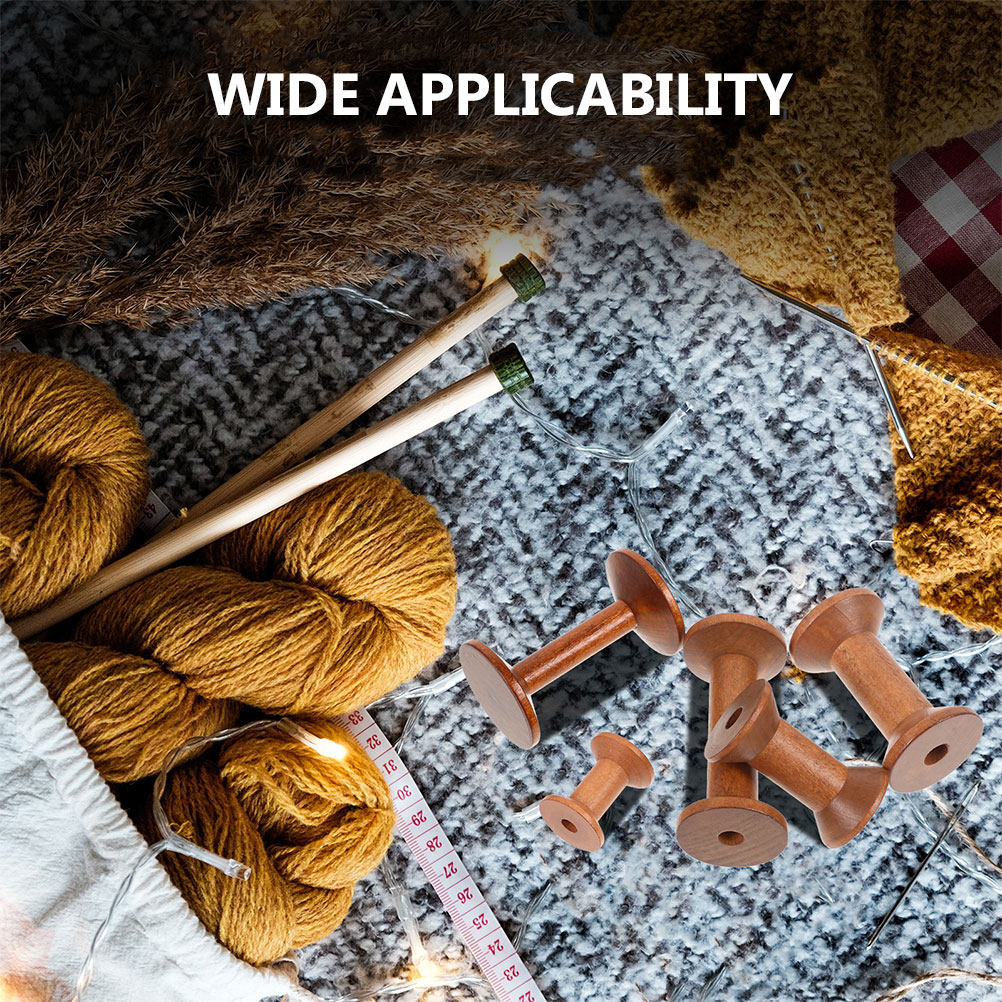 7Pcs Wooden Thread Spools Vint - Embroidery Craft 评论和价格