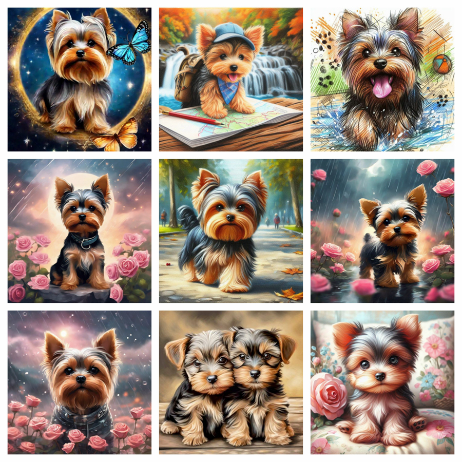 Yorkshire Terrier Dog 5D DIY D - Embroidery Embellishments 评论和价格