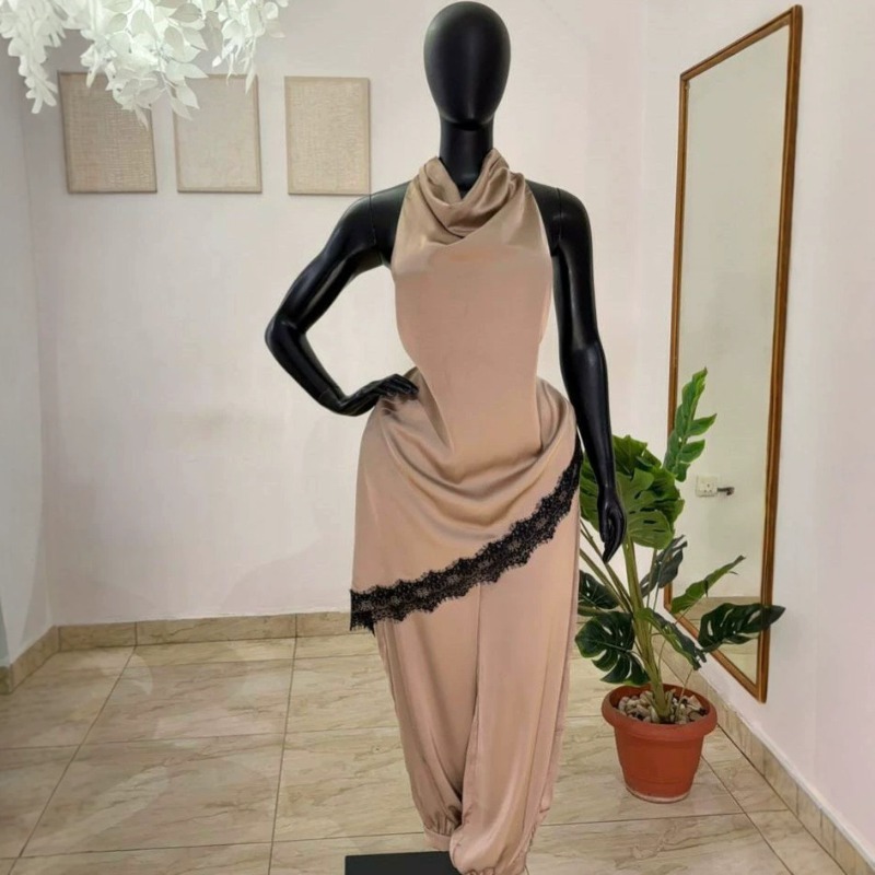 2026 African Women Satin 2 Pie - Elastic Lace Trim 评论和价格