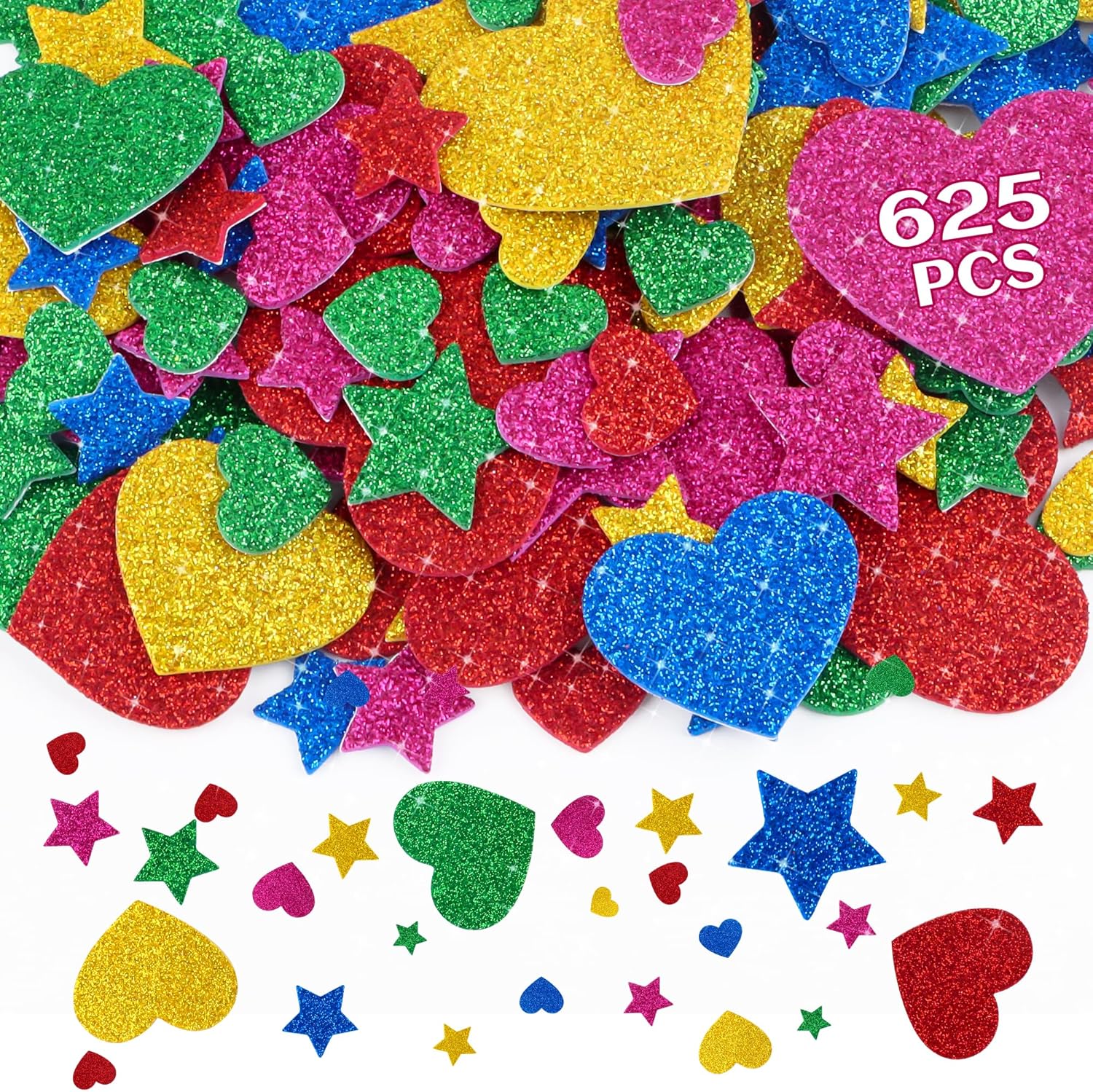 625Pcs Glitter Heart Foam Stic - Glitter Vinyl Roll 评论和价格