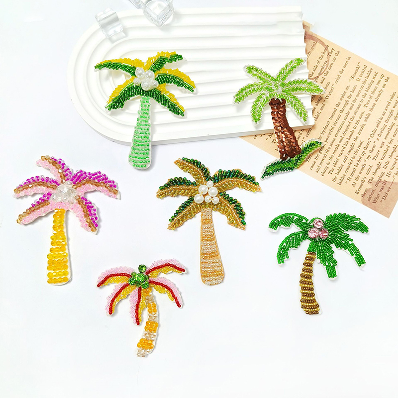 1Pc 3D Coconut Tree Beaded Pat - Craft Embellishment 评论和价格