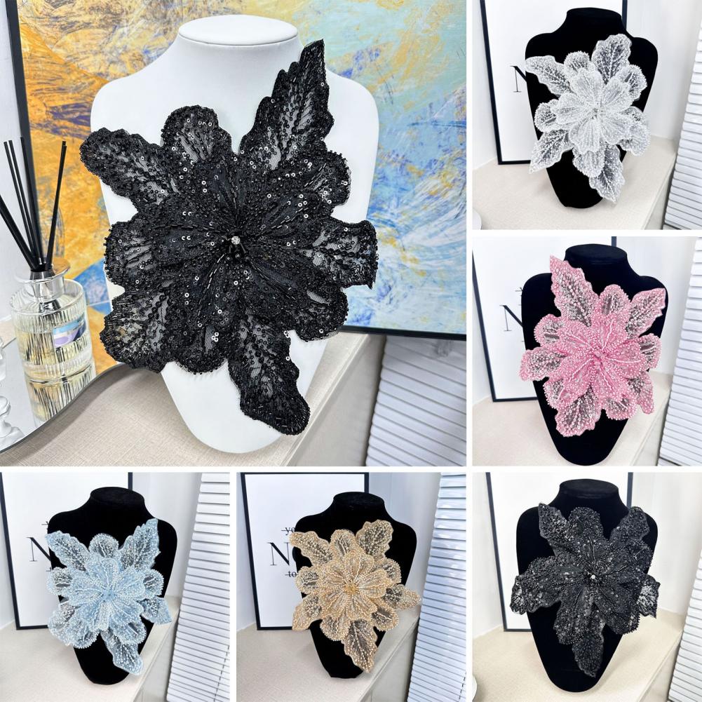 3D Flower Corsage Applique Bea - Applique Patch Flower 评论和价格