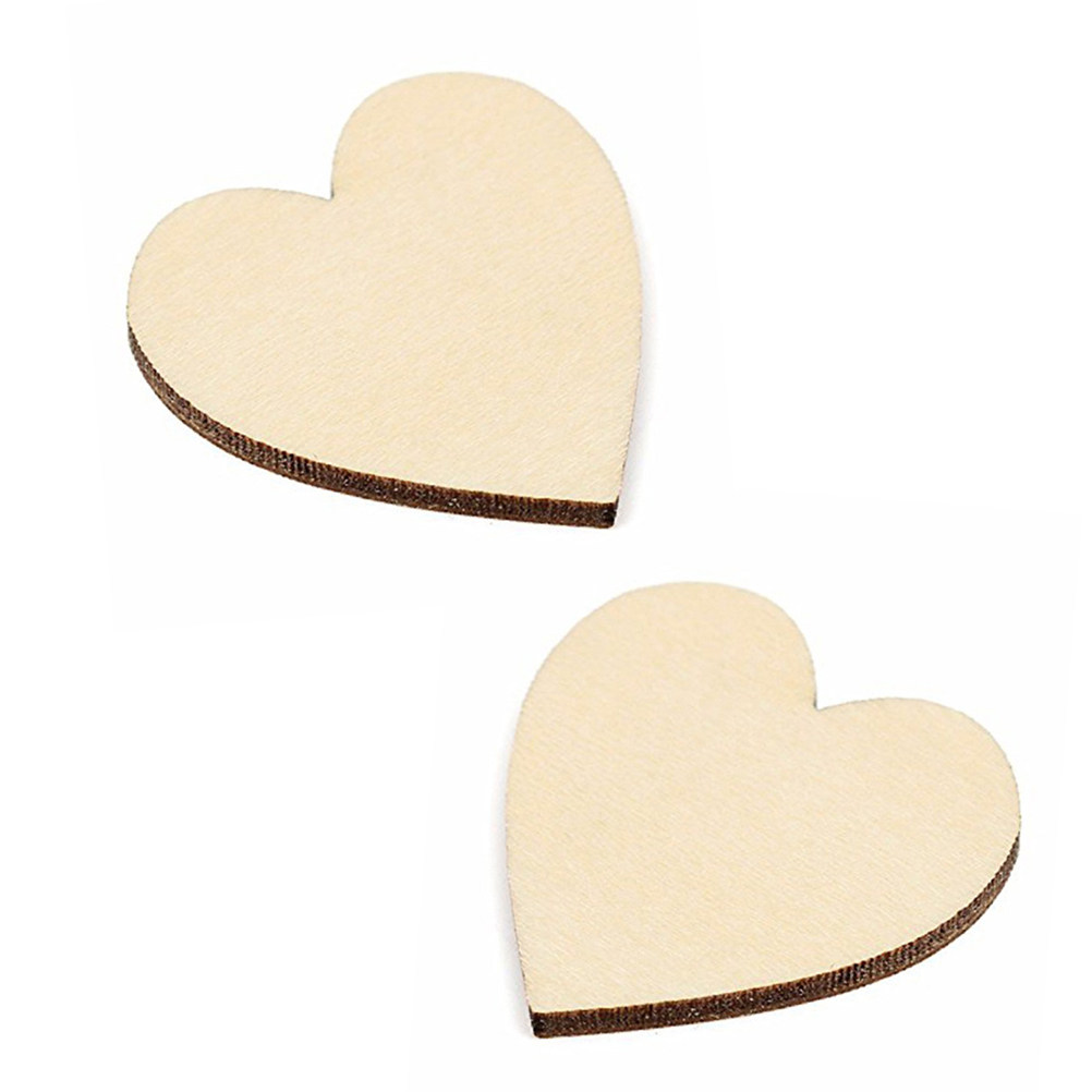 50Pcs Wooden Love Heart Craft  - Embellishments For Scrapbooking 评论和价格