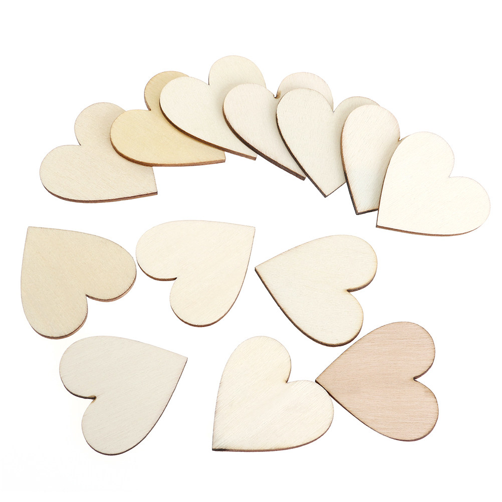 50Pcs Wooden Love Heart Craft  - Embellishments For Scrapbooking 评论和价格