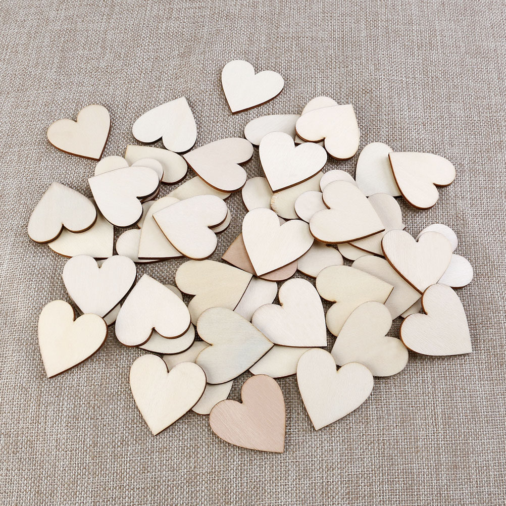 50Pcs Wooden Love Heart Craft  - Embellishments For Scrapbooking 评论和价格
