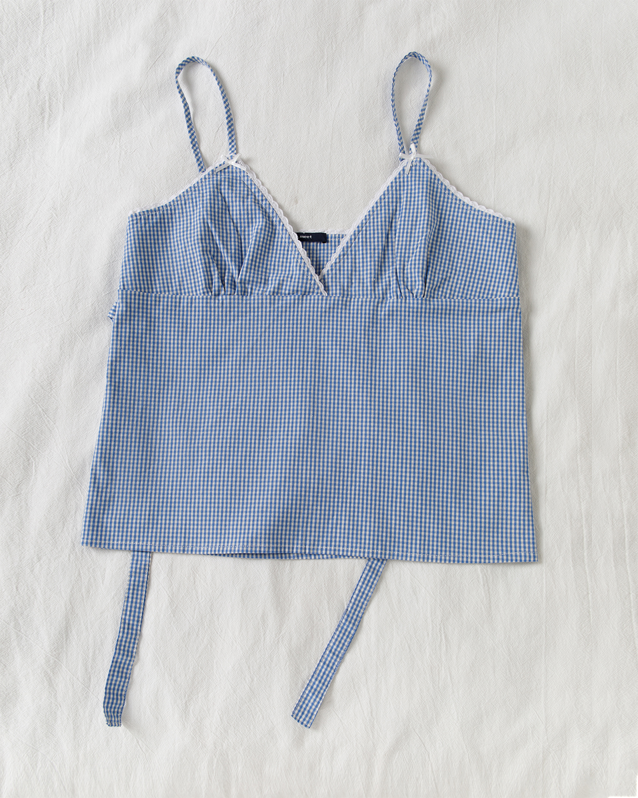Blue Plaid Shorts 2 Piece Set  - Elastic Lace Trim 评论和价格