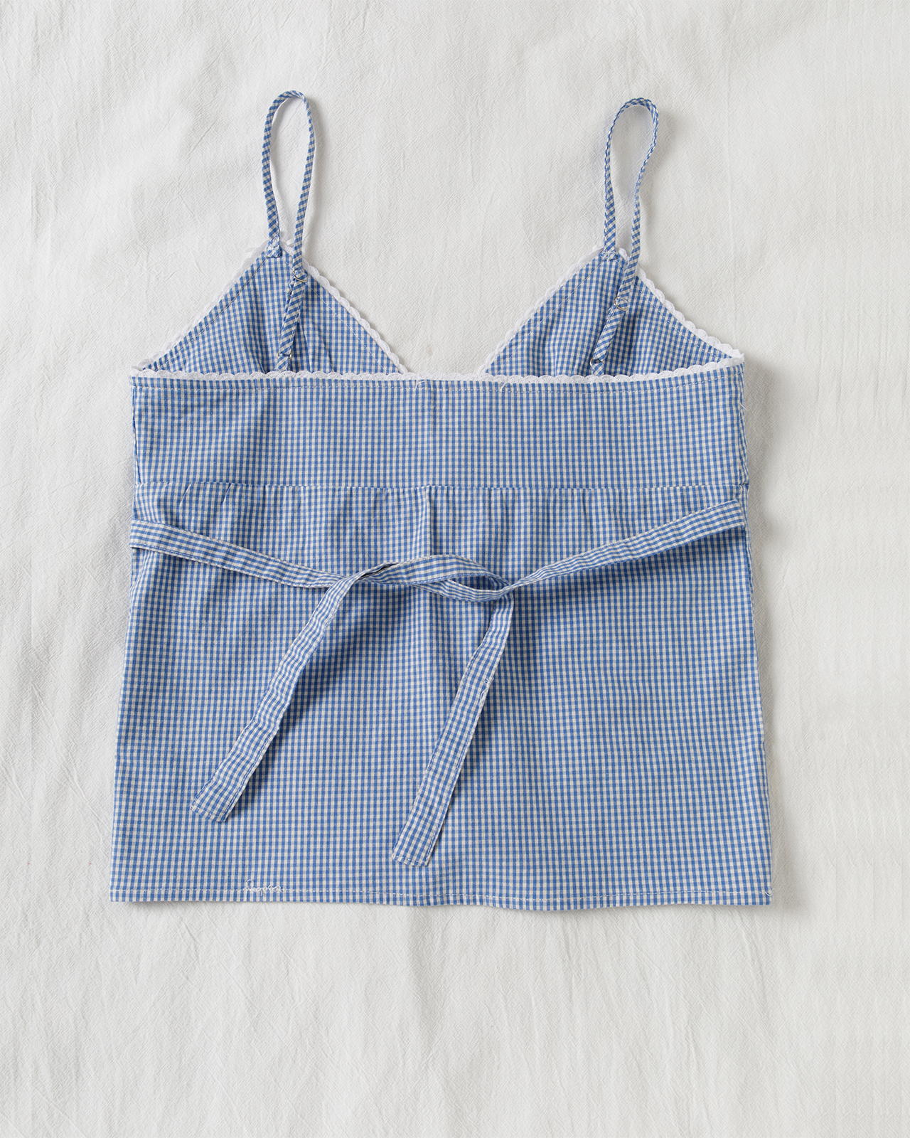 Blue Plaid Shorts 2 Piece Set  - Elastic Lace Trim 评论和价格
