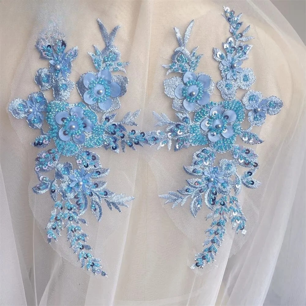 2PCS/1Pair New 12 Colors Sequi - Applique Patch Flower 评论和价格