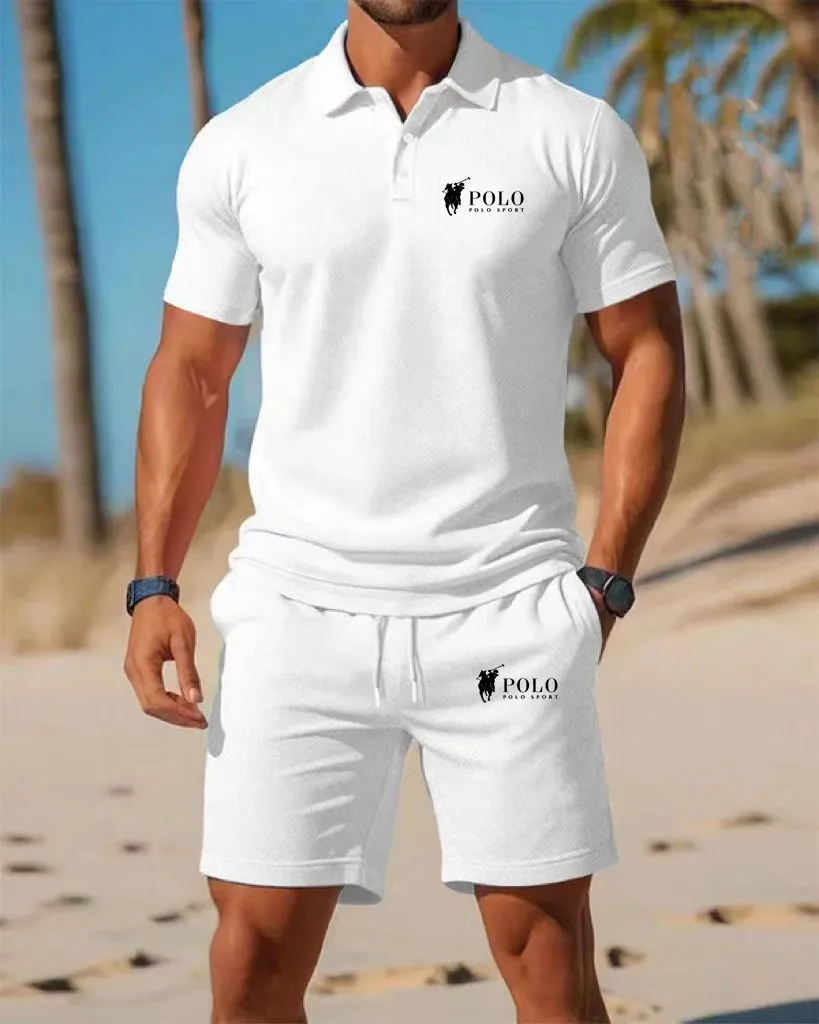 Men's Polo Shirt Set Summer Qu - Embellish Knit 评论和价格