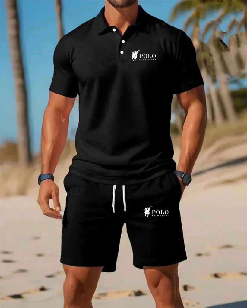Men's Polo Shirt Set Summer Qu - Embellish Knit 评论和价格