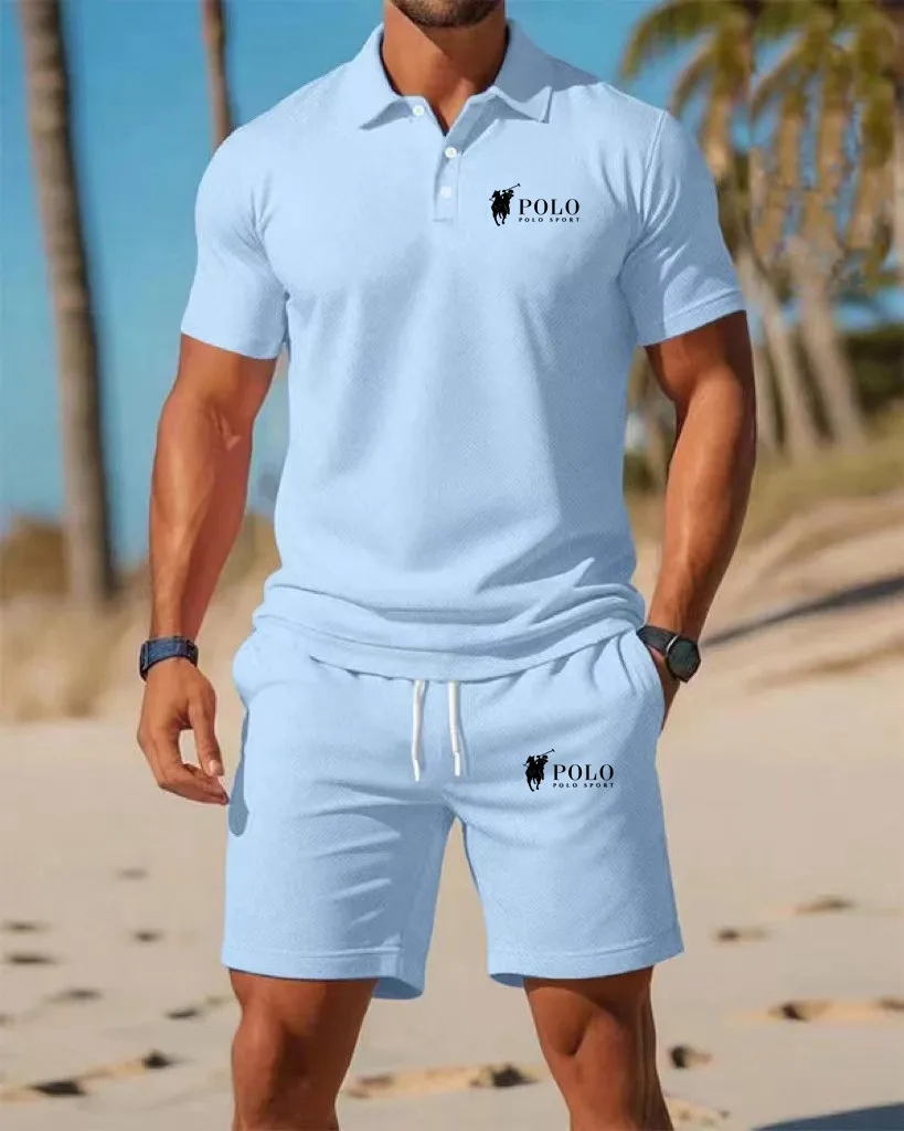 Men's Polo Shirt Set Summer Qu - Embellish Knit 评论和价格