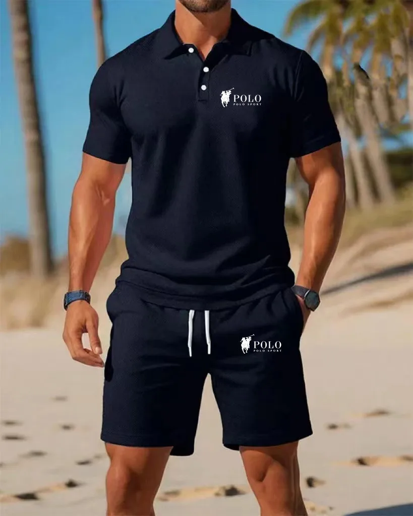 Men's Polo Shirt Set Summer Qu - Embellish Knit 评论和价格