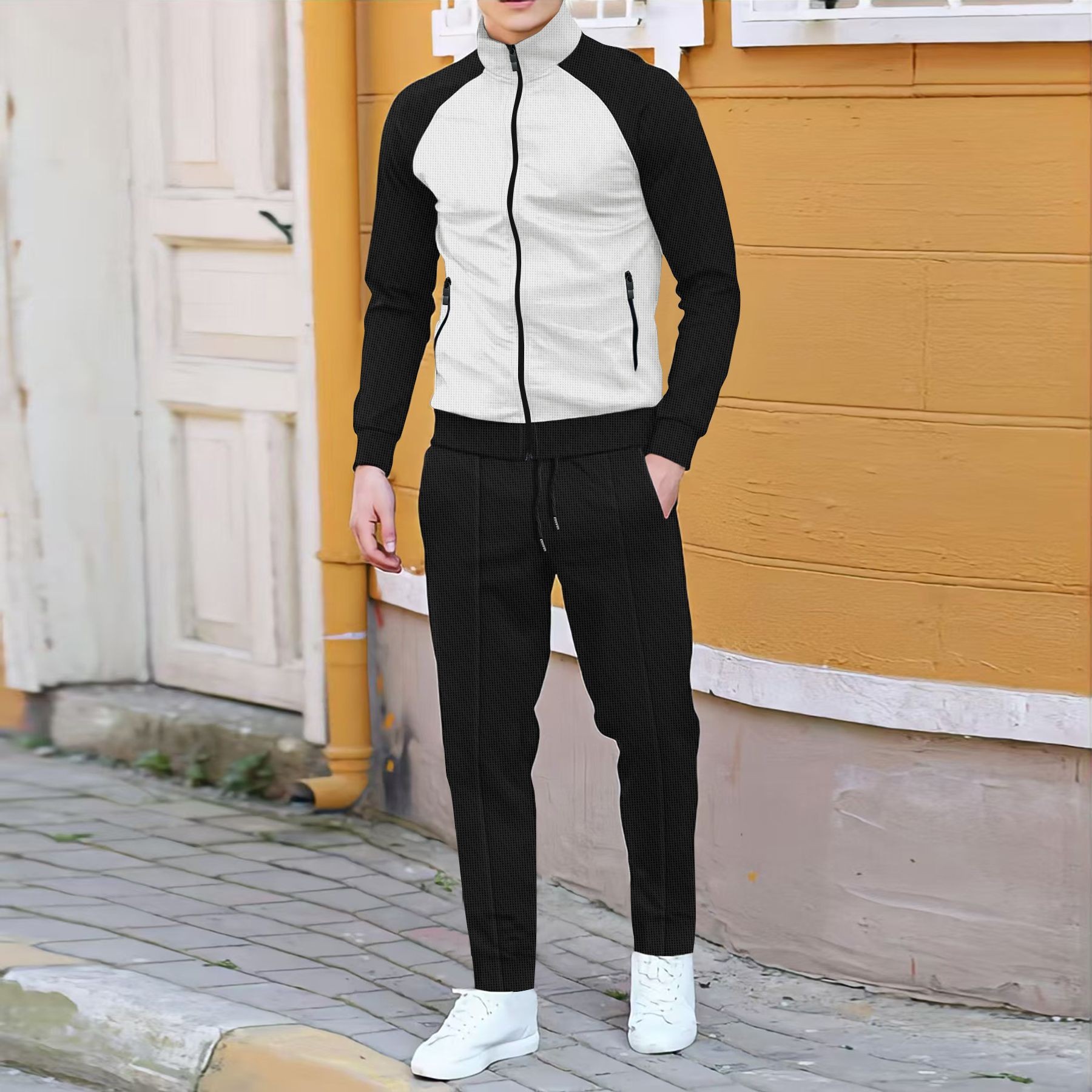 Men Casual Waffle Knit Track S - Embellish Knit 评论和价格