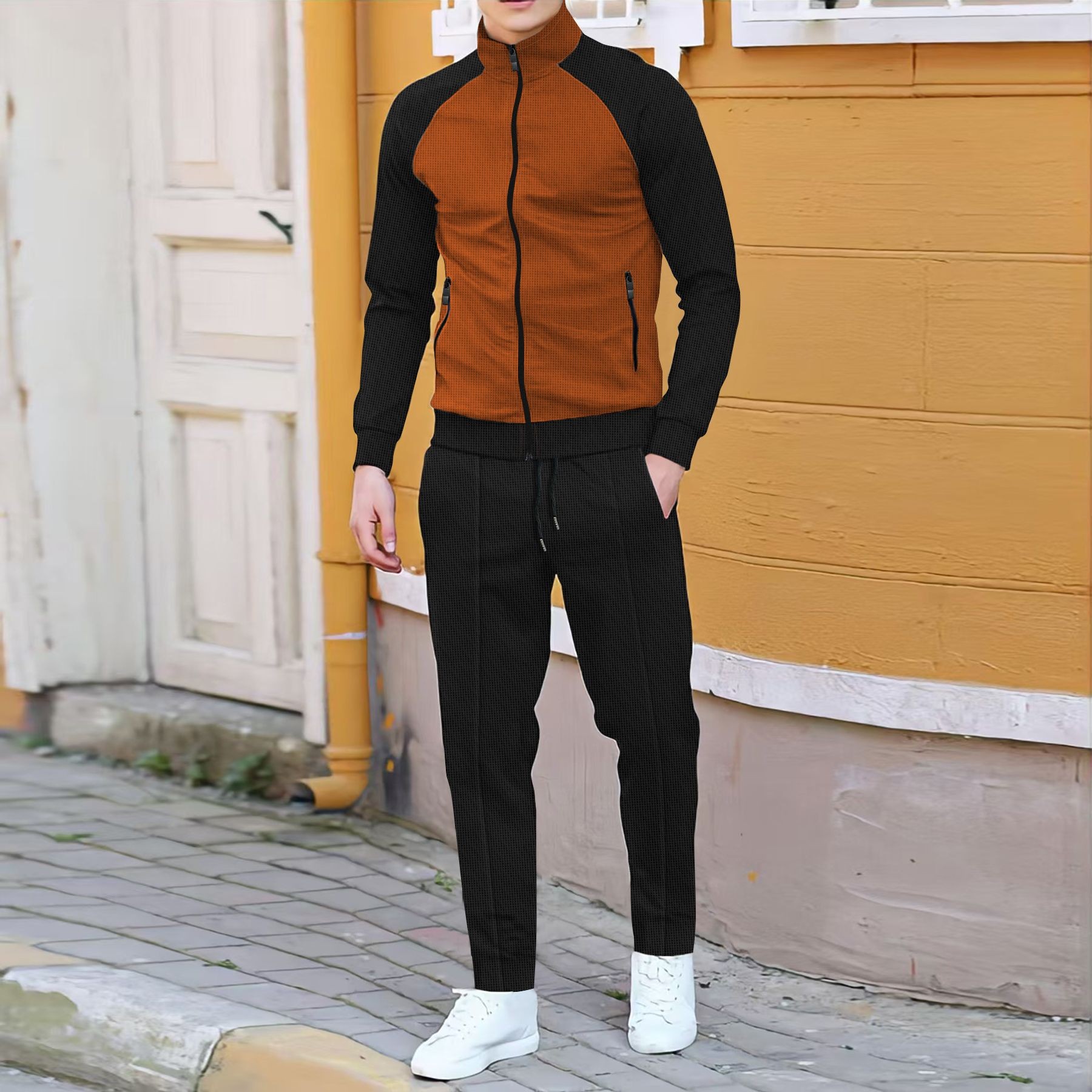 Men Casual Waffle Knit Track S - Embellish Knit 评论和价格