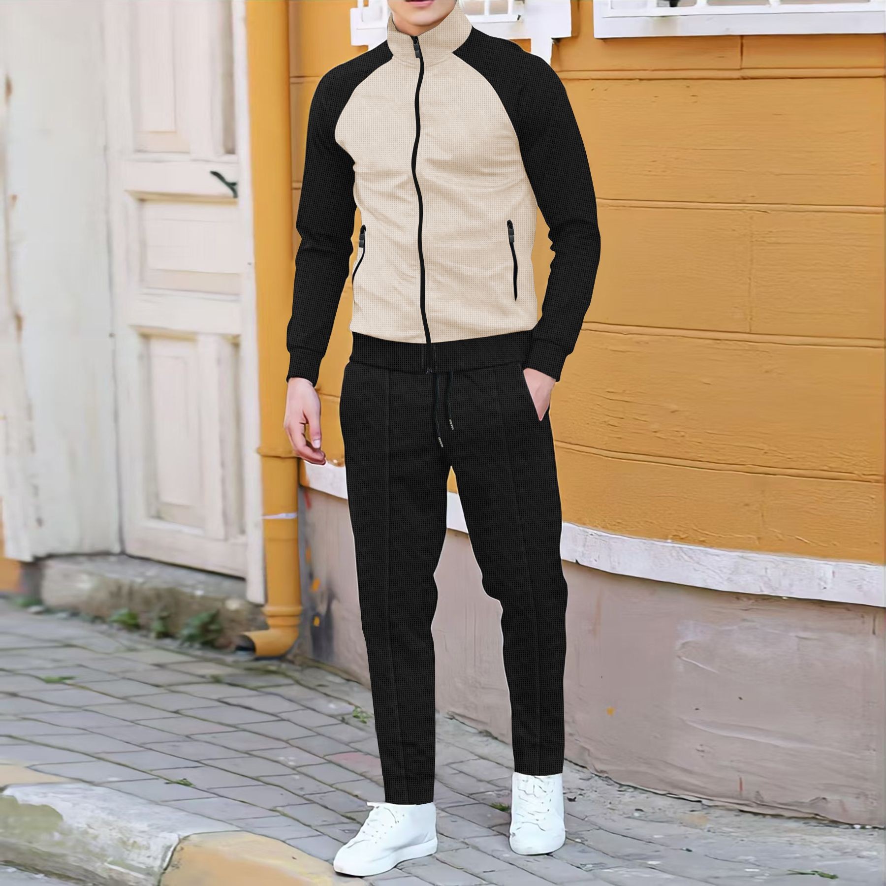 Men Casual Waffle Knit Track S - Embellish Knit 评论和价格