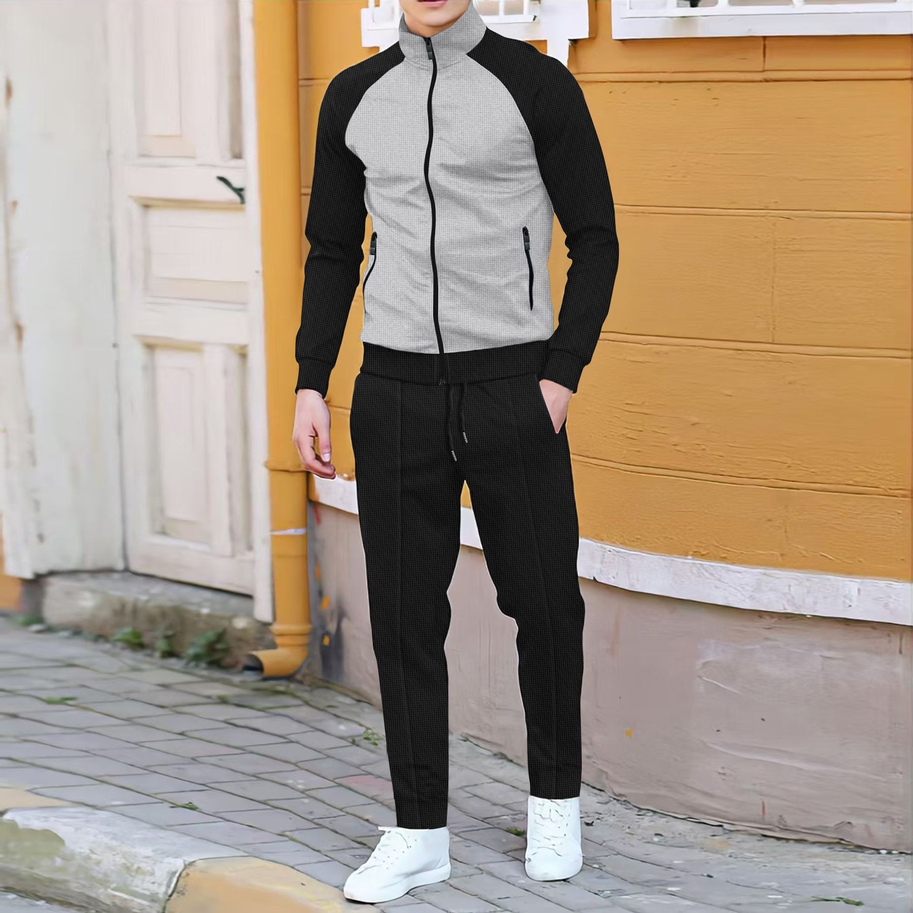 Men Casual Waffle Knit Track S - Embellish Knit 评论和价格