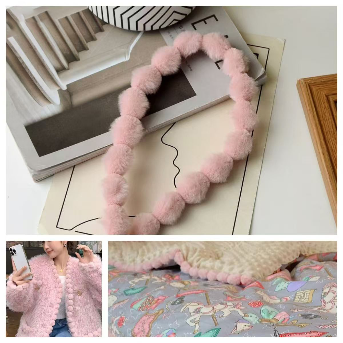 3cm Faux Rabbit Fur Pom Pom Ba - Fringe Ribbon Sewing 评论和价格