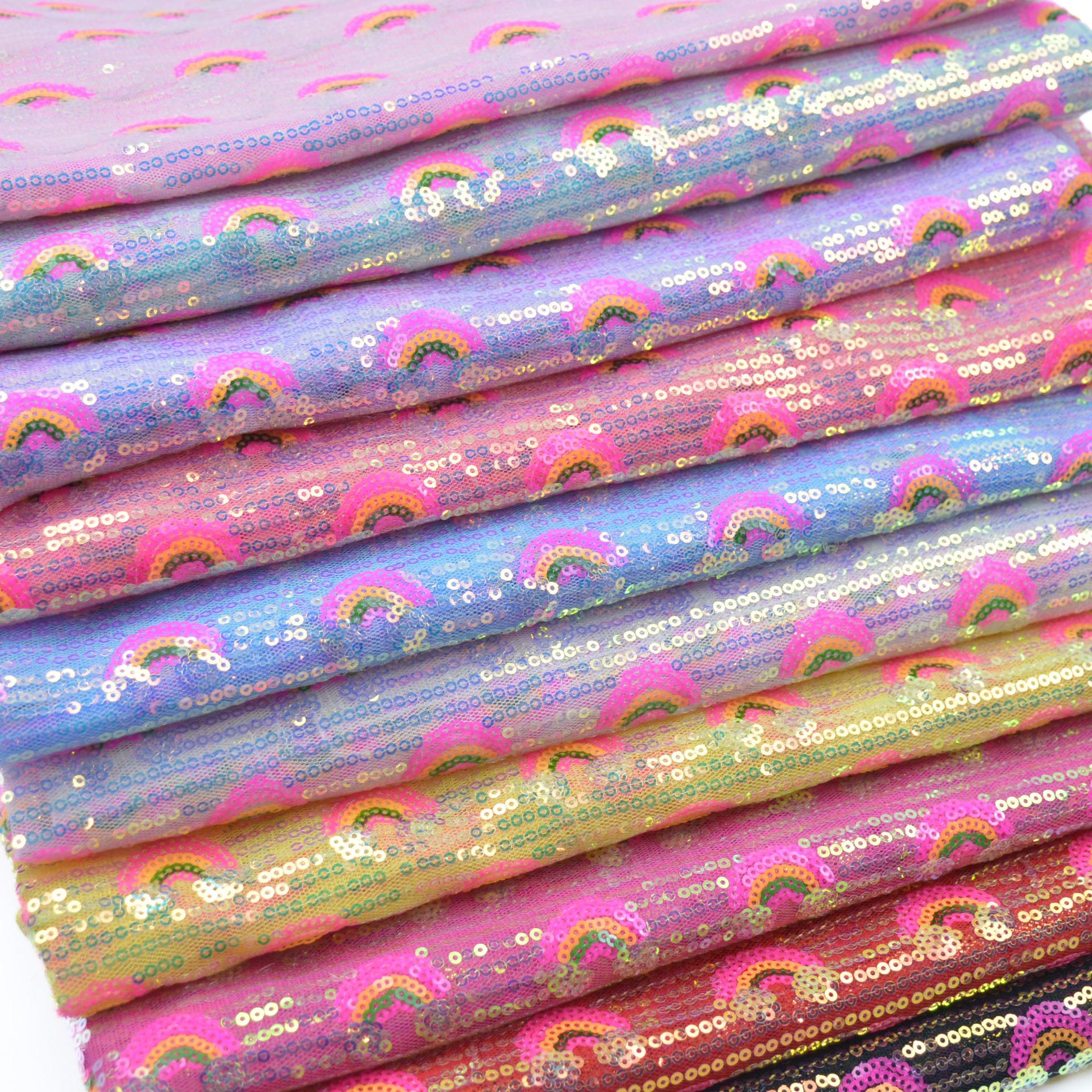 3mm Rainbow Sequin Glitter Fab - Sequin Fabric Panel 评论和价格