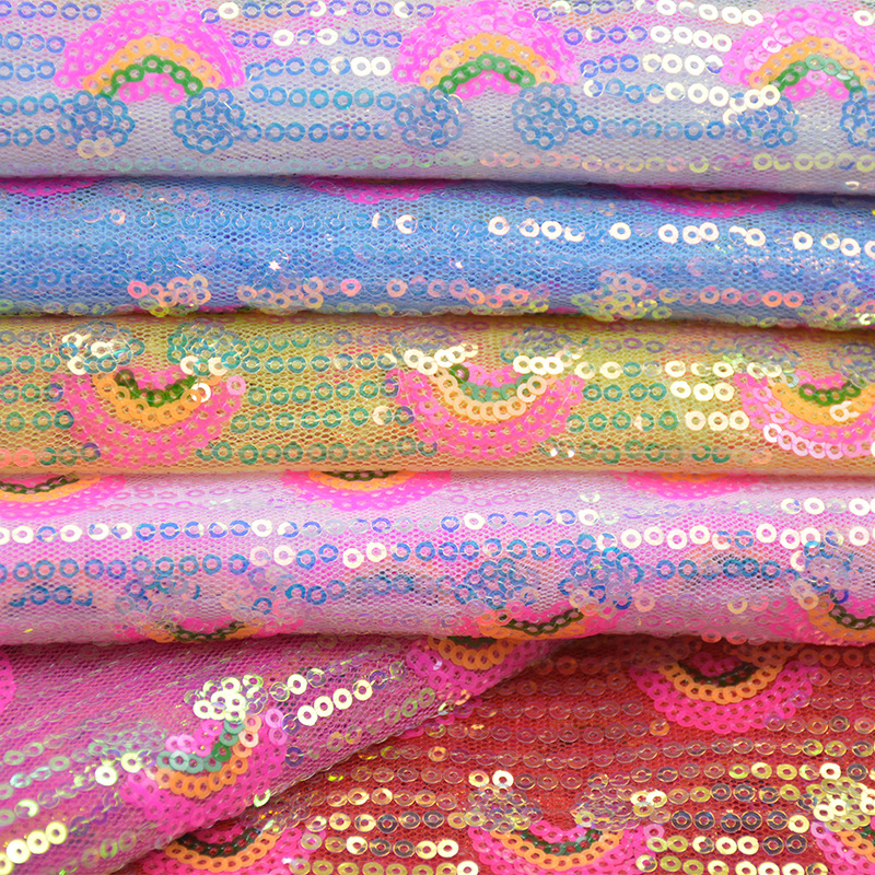 3mm Rainbow Sequin Glitter Fab - Sequin Fabric Panel 评论和价格