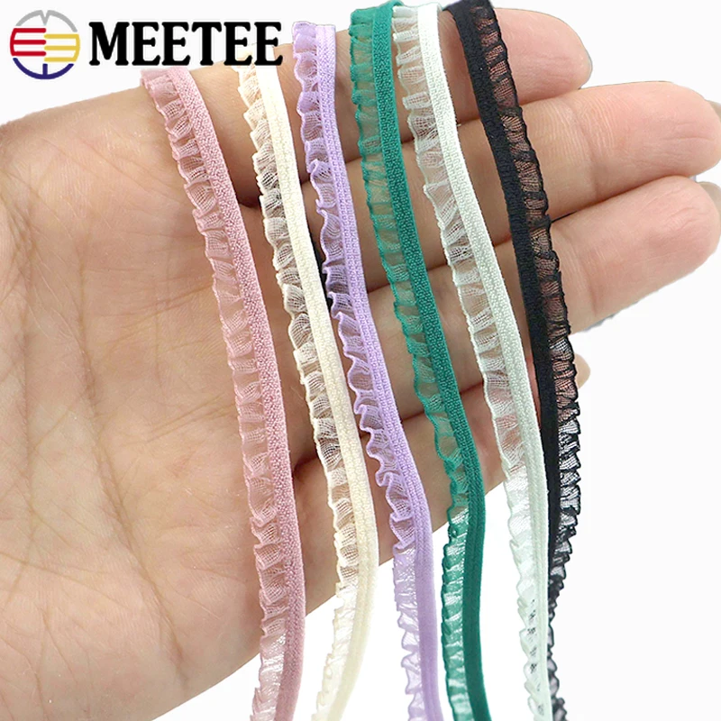 10/20Meters 6mm Gathered Elast - Elastic Lace Trim 评论和价格