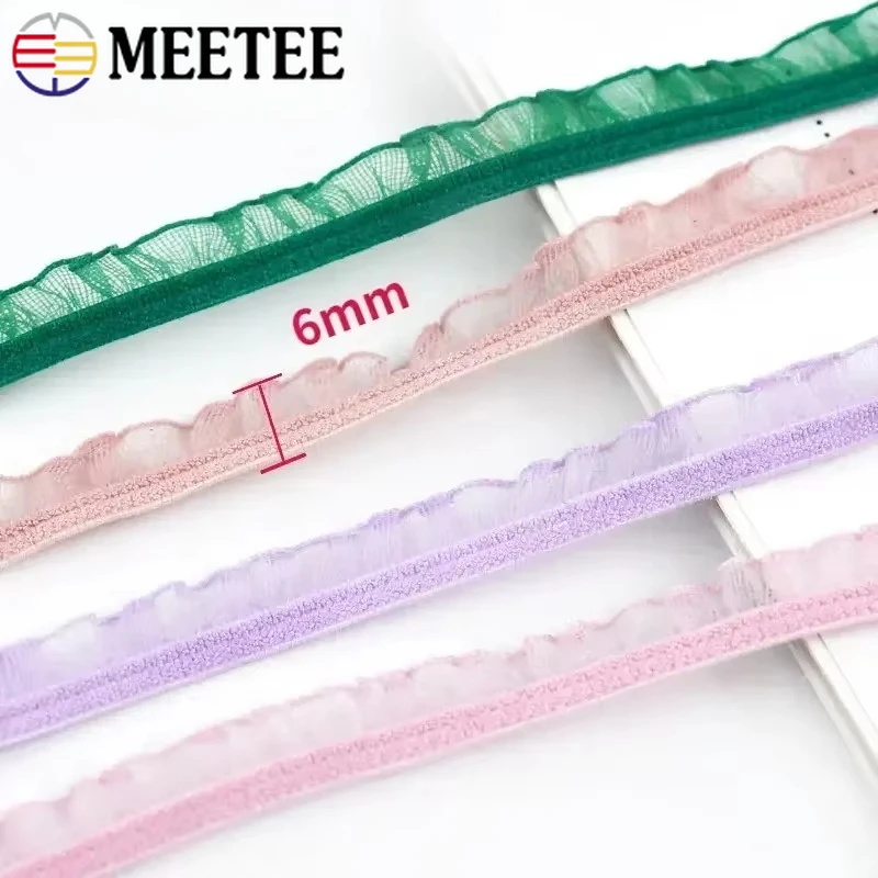 10/20Meters 6mm Gathered Elast - Elastic Lace Trim 评论和价格
